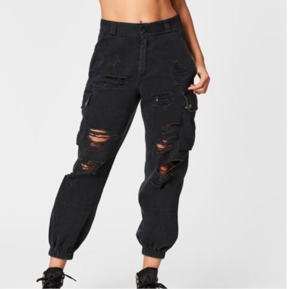 Carmar High Waisted Poofy Ripped Black Jeans